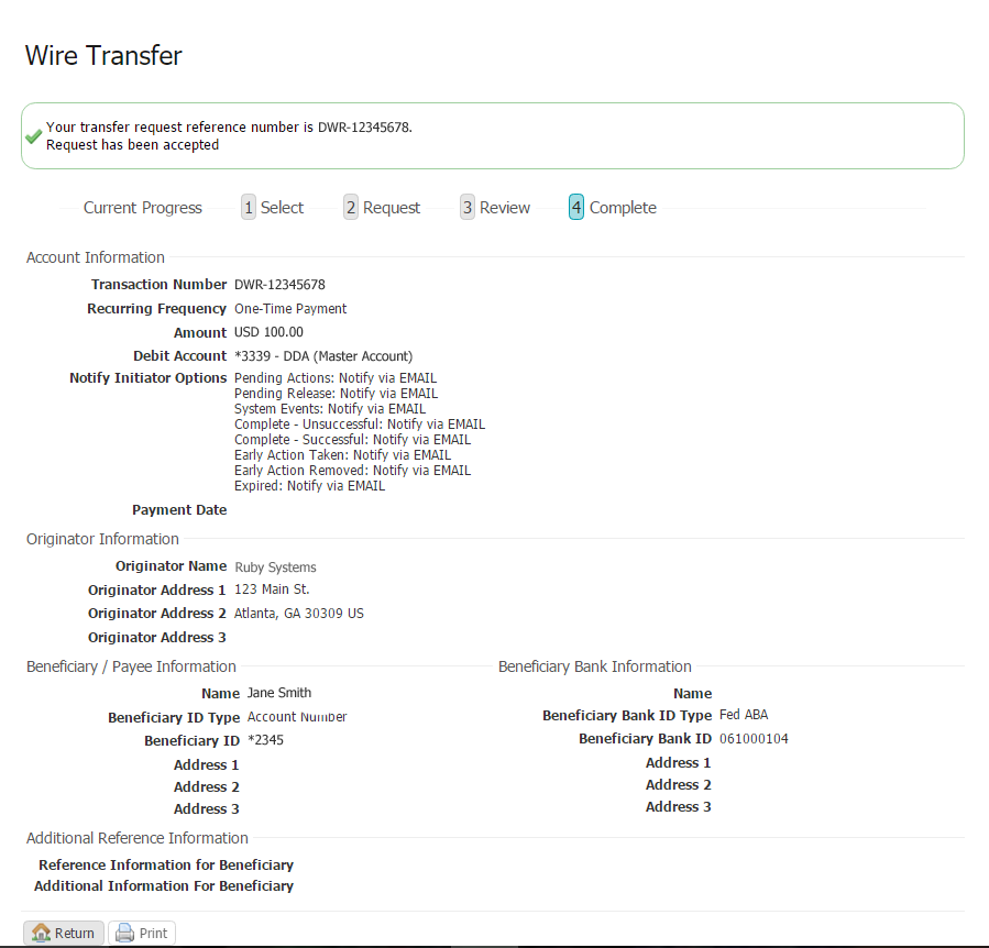 Wire Confirmation